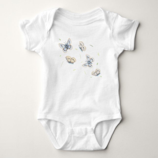Blue & Cream Butterflies in Dreamy Flight T Shirt (Framsida)