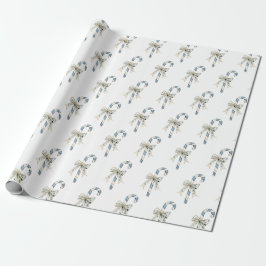 Blue Cream Candy Canes Bows Christmas Presentpapper