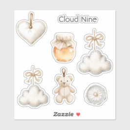 Blue Cream Cloud Nine Baby Shower or Just Because Klistermärken