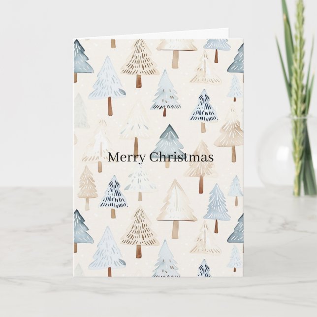 Blue Cream Cozy Christmas Trees Kort (Framsida)