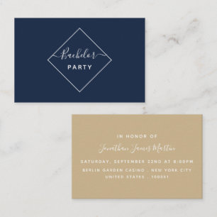 Blue & Cream Diamond Bachelor Party Biljett Inbjud