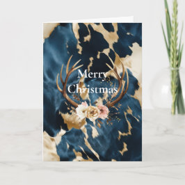 Blue Cream Guld Cowboy Cowgirl Cowhide jul Kort