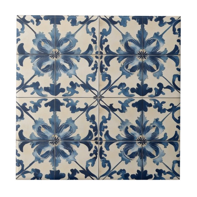 Blue Cream Italile Tile Kakelplatta (Framsidan)