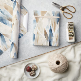 Blue Cream Ivory Abstrakt Beach Presentpapper