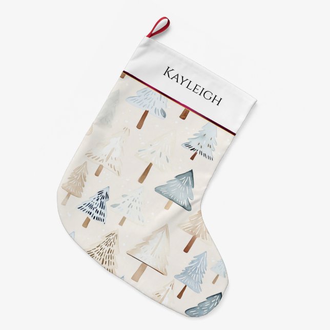 Blue Cream Julgranar burgundy rand Stor Julstrumpa (Framsidan (Hängande))