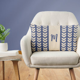 Blue Cream Löv Mönster Monogram Lumbarkudde