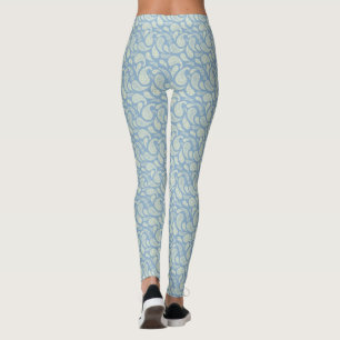 Blue-Cream Paisley Mönster Leggings