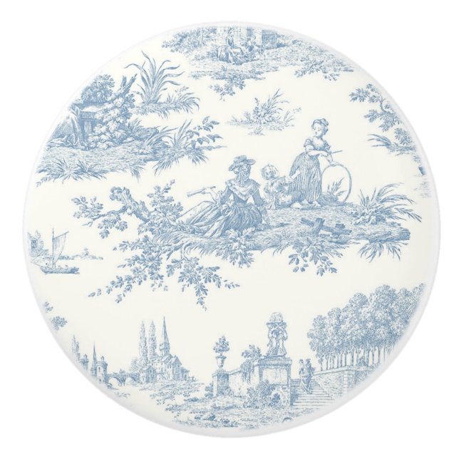 Blue Cream Toile Romantic Ligcape Knopp (Framsidan)