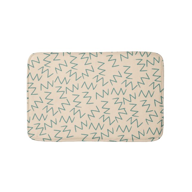 Blue Cream Tribal Zig Zag Rand Mönster Badrumsmatta (Framsidan)