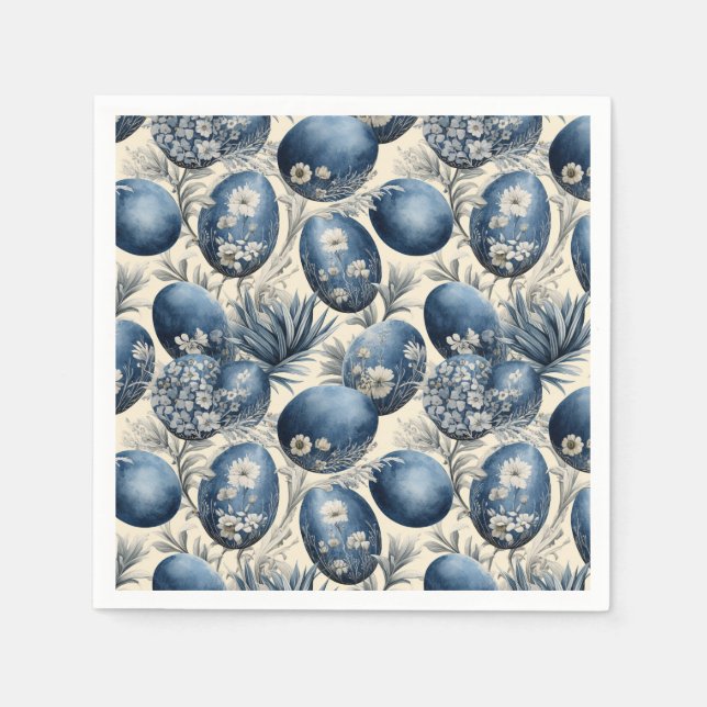 Blue & Cream Vintage Egg Mönster Pappersservett (Framsidan)