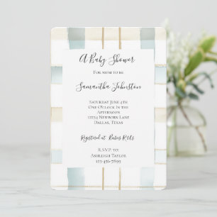 Blue Cream White Play Rand Baby Shower Inbjudningar