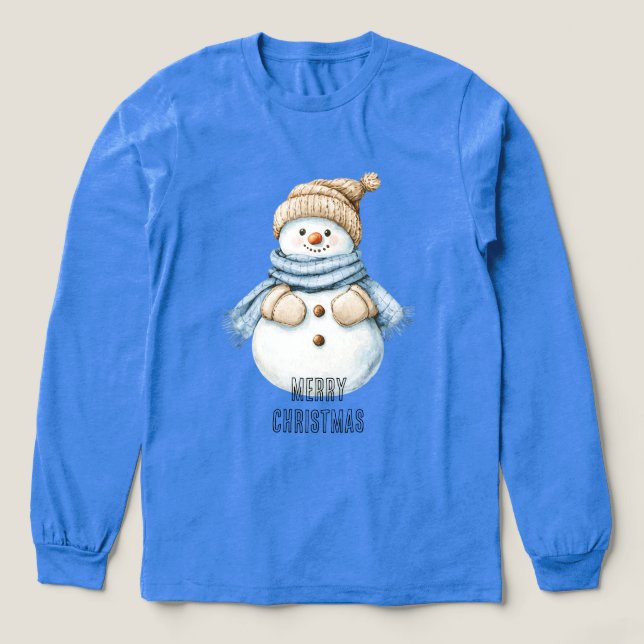 Blue Cream White Snögubbe jul T Shirt (Design framsida)