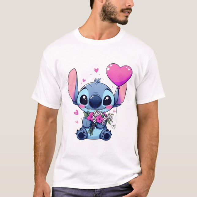 Blue Creature Love Tee – Whimsical Character Shirt (Framsida)