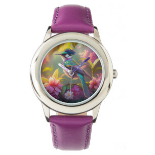 Blue Crestbow Winged Sunbird Fantasy Bird Armbandsur