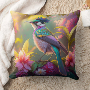 Blue Crestbow Winged Sunbird Fantasy Bird Kudde