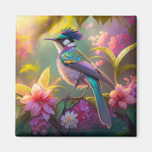 Blue Crestbow Winged Sunbird Fantasy Bird Magnet