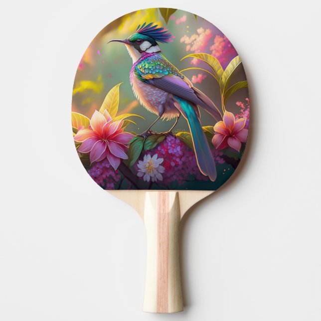 Blue Crestbow Winged Sunbird Fantasy Bird Pingisracket (Framsidan)