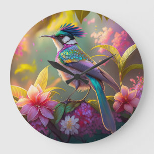 Blue Crestbow Winged Sunbird Fantasy Bird Stor Klocka