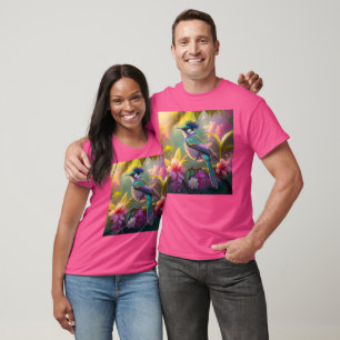 Blue Crestbow Winged Sunbird Fantasy Bird T Shirt