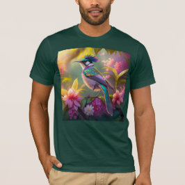 Blue Crestbow Winged Sunbird Fantasy Bird T Shirt