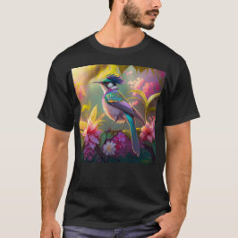Blue Crestbow Winged Sunbird Fantasy Bird T Shirt