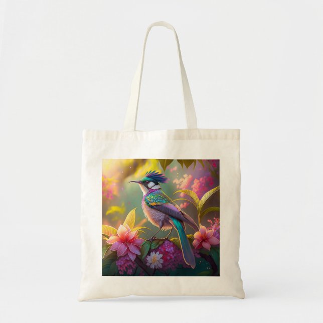Blue Crestbow Winged Sunbird Fantasy Bird Tygkasse (Framsidan)