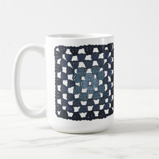 Blue Crochet Granny Square Coffee Mug Kaffemugg