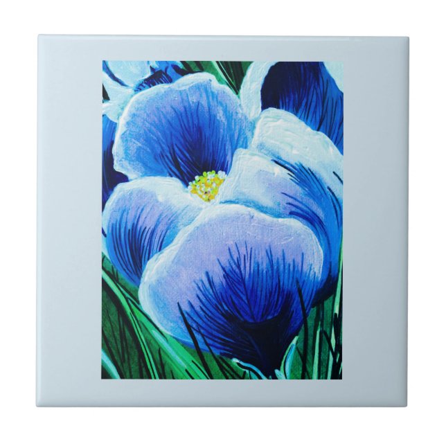 Blue Crocus Tile Kakelplatta (Framsidan)