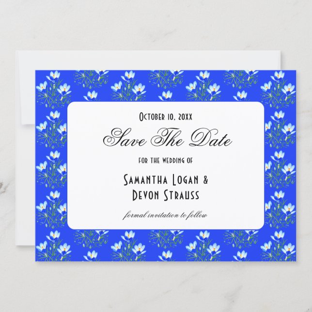 Blue Crocus Wedding Spara Datumet (Framsida)