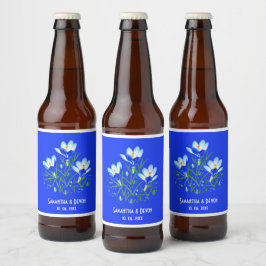 Blue Crocuses Bröllop Beer Lables Ölflaska Etikett