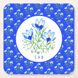 Blue Crocuses Bröllop Underlägg Papper Kvadrat
