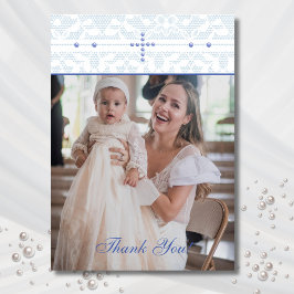 Blue Cross Christian Baptism Photo Thank You Card Tack Kort