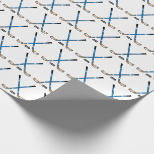 Blue Crossed Hockey Sticks and Puck Presentpapper