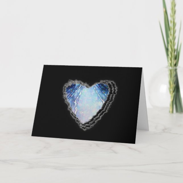 Blue Crystal Abstrakt Heart Romantik Valentine Kär Helgkort (Framsida)