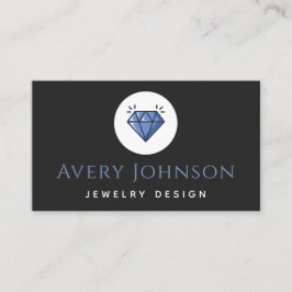 Blue Crystal Diamond Jewelry Design Social Media Visitkort