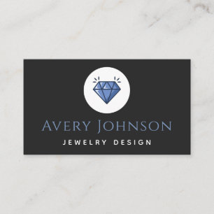 Blue Crystal Diamond Jewelry Design Social Media Visitkort