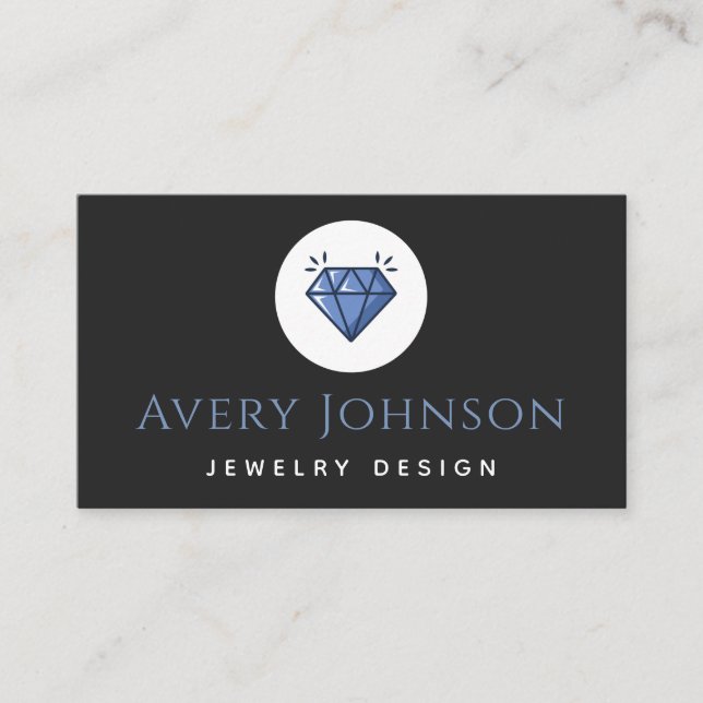 Blue Crystal Diamond Jewelry Design Social Media Visitkort (Framsida)