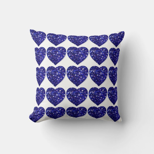 Blue Crystal Hearts Sapphire-årsdag Pillow Kudde (Framsida)