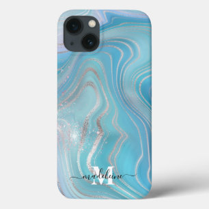 Blue Crystal Marble Iridescent Agate