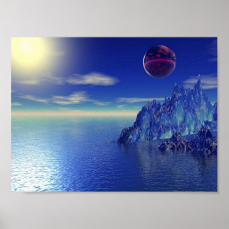 Blue Crystal Mountain Poster