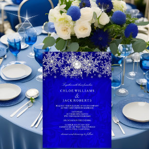 Blue Crystal Pearl Snowflake Silver Winter Wedding Inbjudningar
