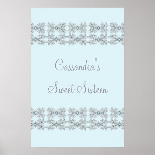 Blue Crystal Snöre Sweet sixteen Poster (Framsidan)