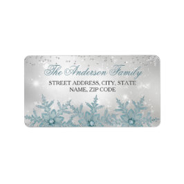 Blue Crystal Snowflake-Adressetiketter Adressetikett