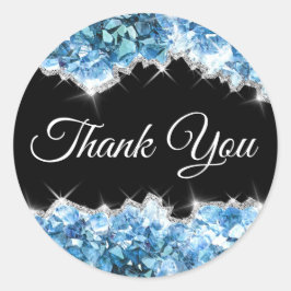 Blue Crystals - tack! Runt Klistermärke