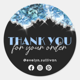 Blue Crystals Tack Runt Klistermärke