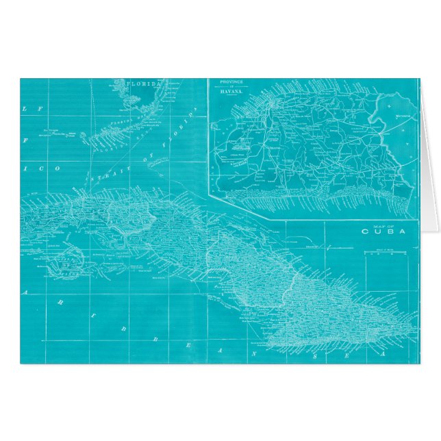 Blue Cuba Karta Hälsningskort (Framsidan Horizontal)