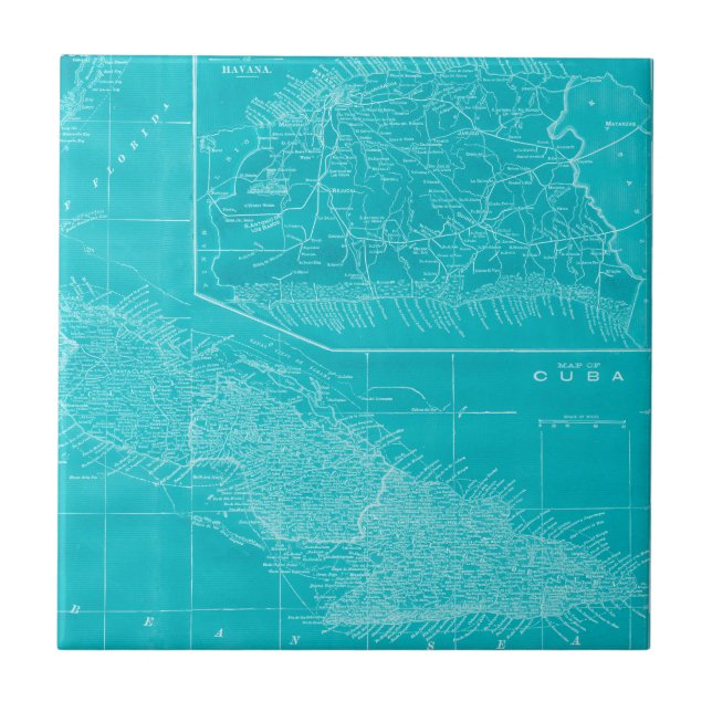 Blue Cuba Karta Kakelplatta (Framsidan)