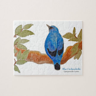 Blue Cuckoshrike på Gren Watercolor Bird Pussel