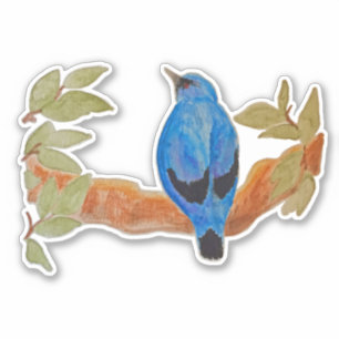 Blue Cuckoshrike Watercolor Bird Klistermärken