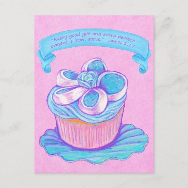 Blue Cupkaka~Bra Gift Scripture vykort (Framsida)
